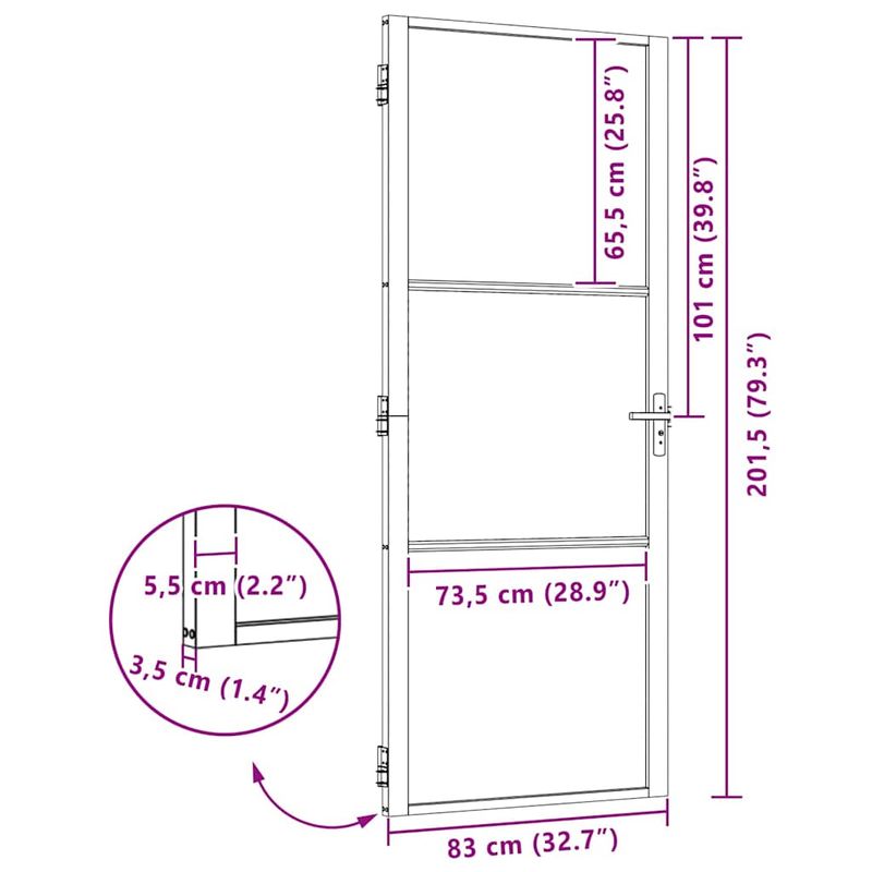 Casa si Gradina - Constructii - Usi interior, exterior si garaj - Usi garaj - Usa de interior Negru 83 x 201.5 cm Sticla securizata, Aluminiu - Infinity.ro