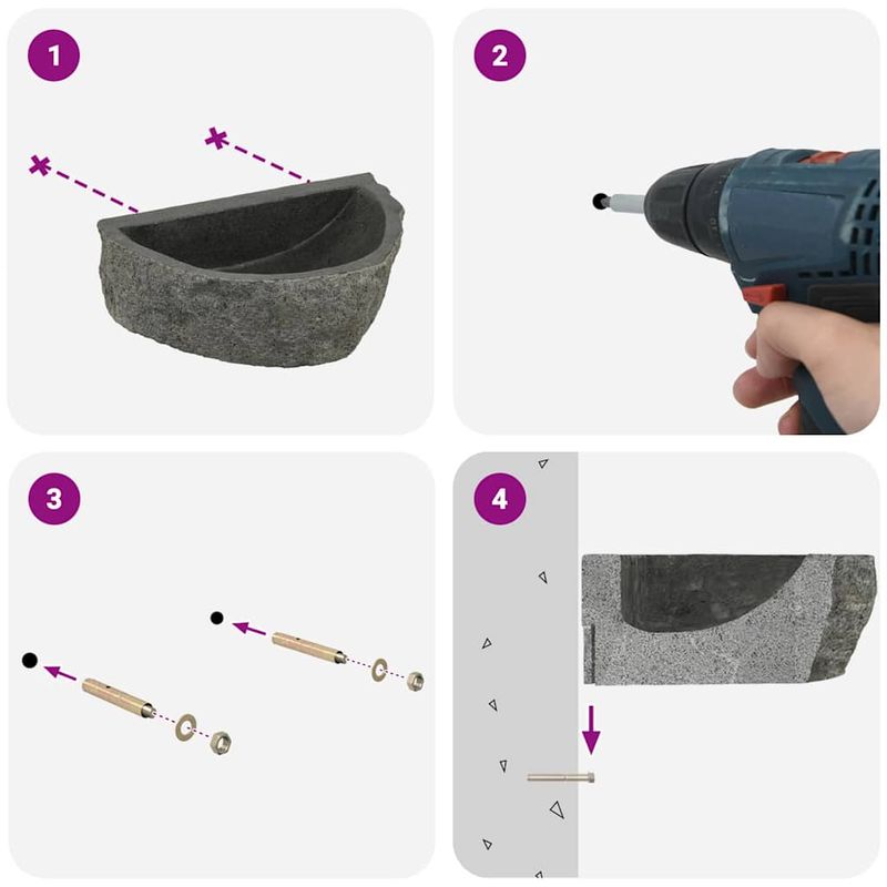 Casa si Gradina - Sanitare - Lavoar baie si accesorii - Lavoare si piedestale - Chiuveta suspendata Gri (30-37) x (25-30) x 12 cm Piatra de Rau - Infinity.ro