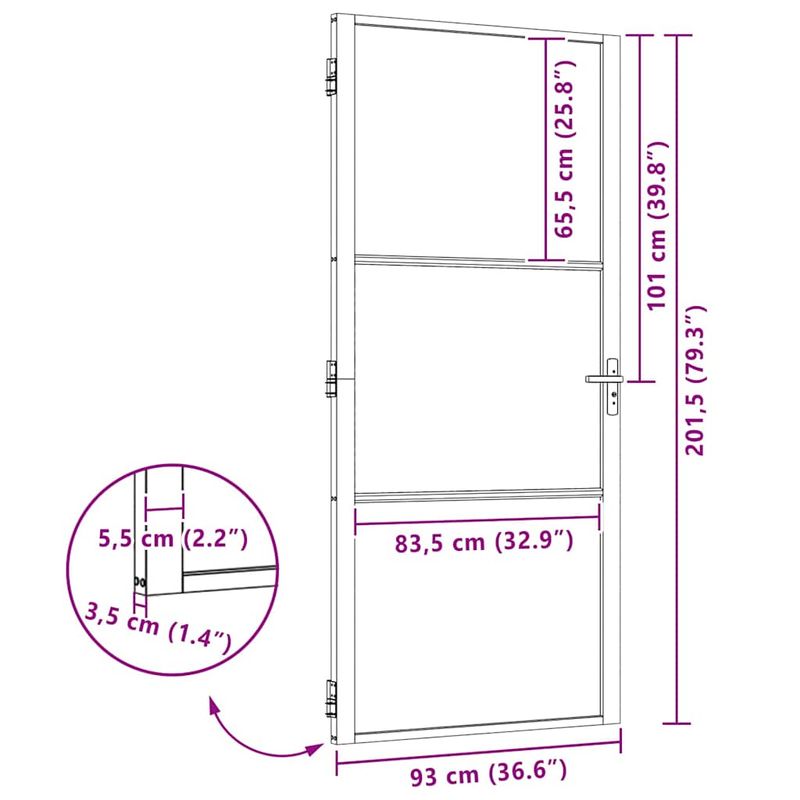 Casa si Gradina - Constructii - Usi interior, exterior si garaj - Usi garaj - Usa de interior Negru 93 x 201.5 cm Sticla securizata, Aluminiu - Infinity.ro
