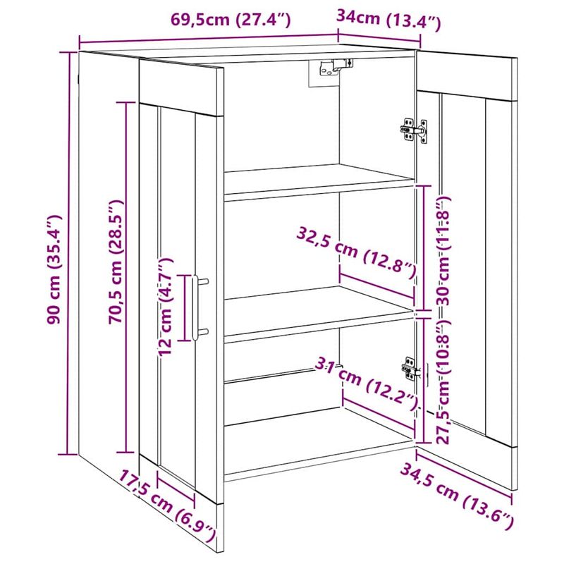Casa si Gradina - Mobilier - Comode si corpuri - Comode - Bufet Negru 69.5 x 34 x 90 cm Lemn compozit - Infinity.ro