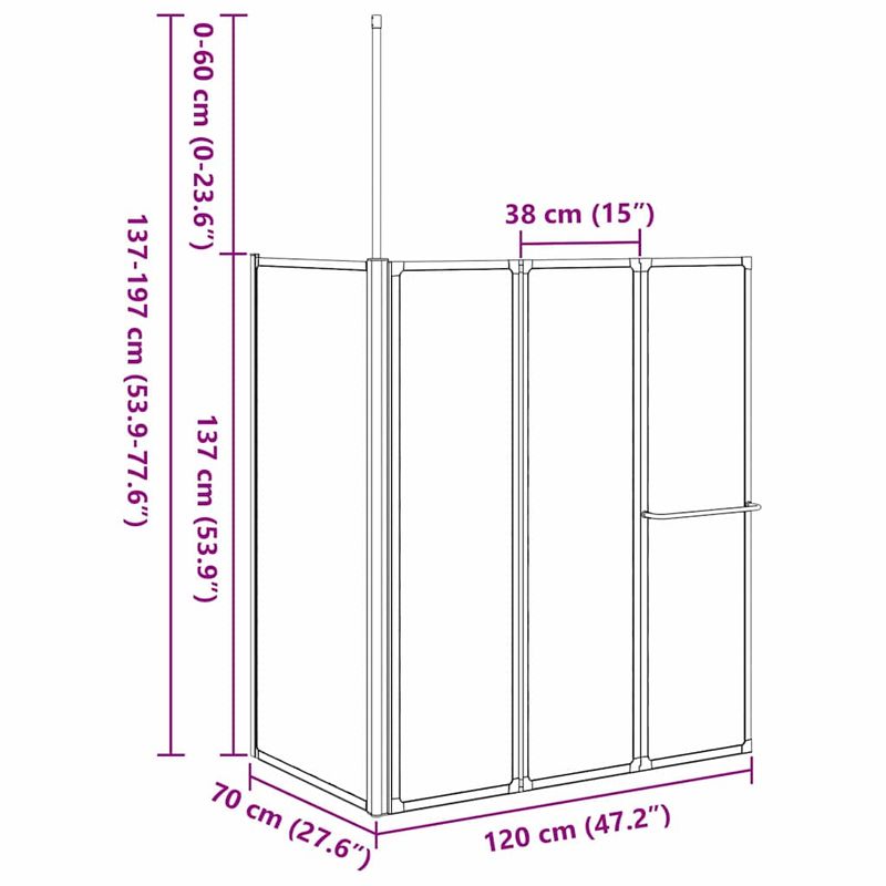 Casa si Gradina - Sanitare - Cazi si cabine de dus - Cabine dus - Paravan de dus Pliere Other Negru 120 x 70 x 137 cm Aluminiu - Infinity.ro