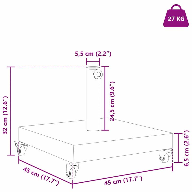 Casa si Gradina - Gradina si terasa - Umbrele si pavilioane - Umbrele - Baze pentru umbrele de exterior Lemn deschis 45 x 45 x 32 cm - Infinity.ro