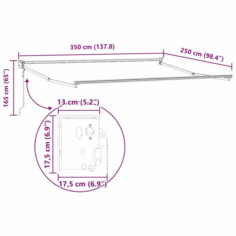 Casa si Gradina - Gradina si terasa - Umbrele si pavilioane - Umbrele - Cadru de copertina manual antracit, 3.5 x 2.5 m, Metal - Infinity.ro