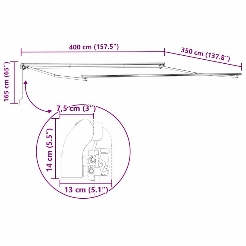 Casa si Gradina - Gradina si terasa - Umbrele si pavilioane - Umbrele - Cadru de copertina manual antracit, 4 × 3.5 m Metal - Infinity.ro