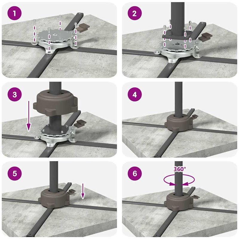 Casa si Gradina - Gradina si terasa - Umbrele si pavilioane - Umbrele - Pedala Rotativa la 360 de Grade Argintiu 21,5 x 14 x 6 cm Otel - Infinity.ro