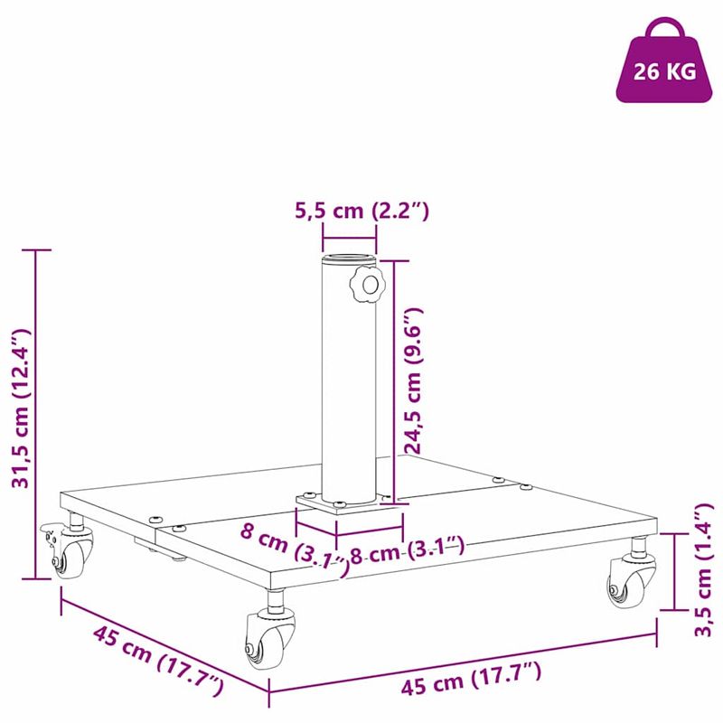 Casa si Gradina - Gradina si terasa - Umbrele si pavilioane - Umbrele - Baze pentru umbrele de exterior Negru 45 x 45 x 31.5 cm Otel - Infinity.ro