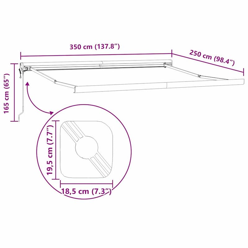Casa si Gradina - Gradina si terasa - Umbrele si pavilioane - Umbrele - Copertina Antracit 3,5 x 2,5 m Metal - Infinity.ro