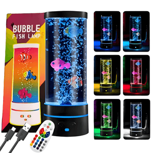 Lampa Ambientala cu Bule, LED, Lumina RGB, Telecomanda, Alimentare USB sau Baterii, Model Pesti Plutitori, ABS, Acrylic