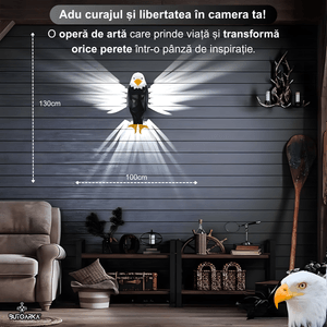 Lampa de Perete 3D Vultur, Design modern, Telecomanda, Incarcare USB-C, Prindere Magnetica, ABS de Calitate, Silicon