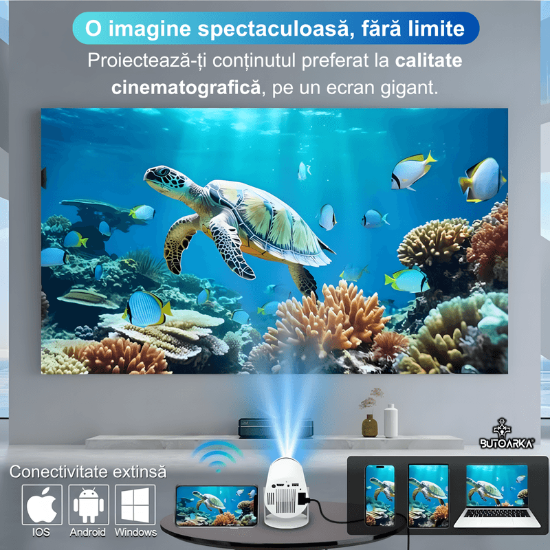 TV, Audio-Video si Foto - Videoproiectoare si accesorii - Videoproiectoare - Videoproiector Smart LED, UltraHD, suport 4K, Android 11, Wi-Fi6, Proiectie Ajustabila, Autofocus, Mirroring Android/IOS - Infinity.ro
