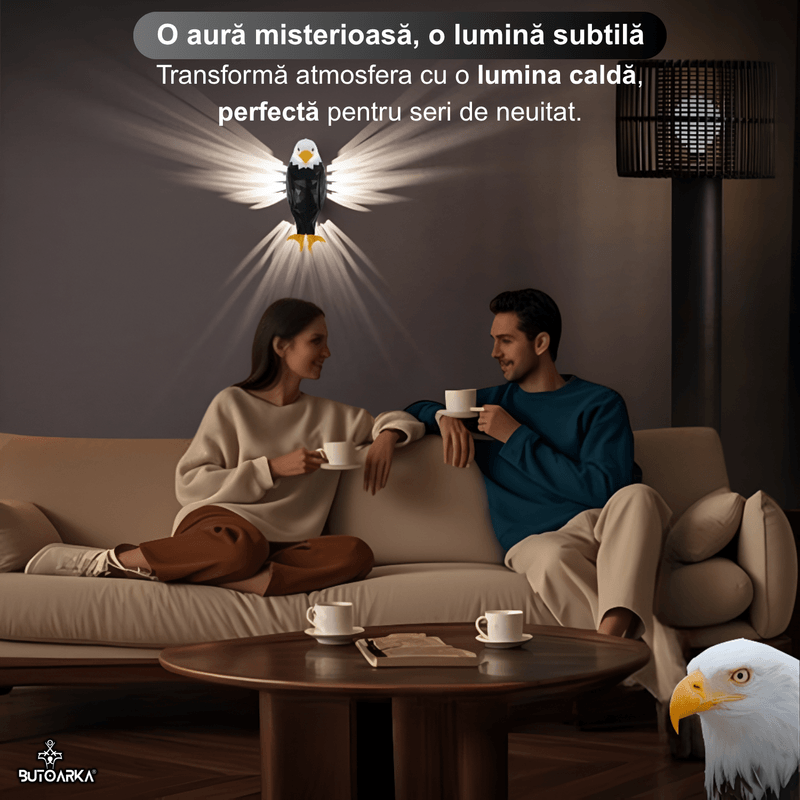Casa si Gradina - Corpuri si surse de iluminat - Veioze si lampi - Lampi de veghe - Lampa de Perete 3D Vultur, Design modern, Telecomanda, Incarcare USB-C, Prindere Magnetica, ABS de Calitate, Silicon - Infinity.ro