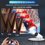 TV, Audio-Video si Foto - Videoproiectoare si accesorii - Videoproiectoare - Videoproiector Smart LED, UltraHD, suport 4K, Android 11, Wi-Fi6, Proiectie Ajustabila, Autofocus, Mirroring Android/IOS - Infinity.ro