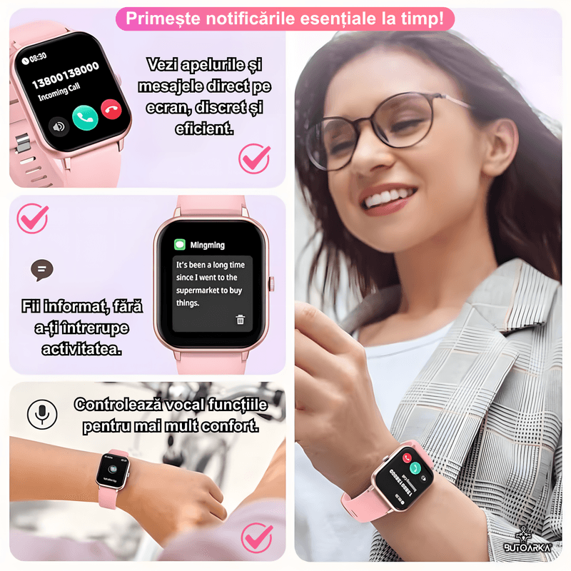 Laptop, Telefoane si Tablete - Wearables si gadgeturi - Wearables - Smartwatch-uri - Ceas SmartWatch Ultra Fit, Display HD, Rezistent Apa IP67, Notificari, Monitorizare Ritm Cardiac, Tensiune, Oxigen, Somn - Infinity.ro