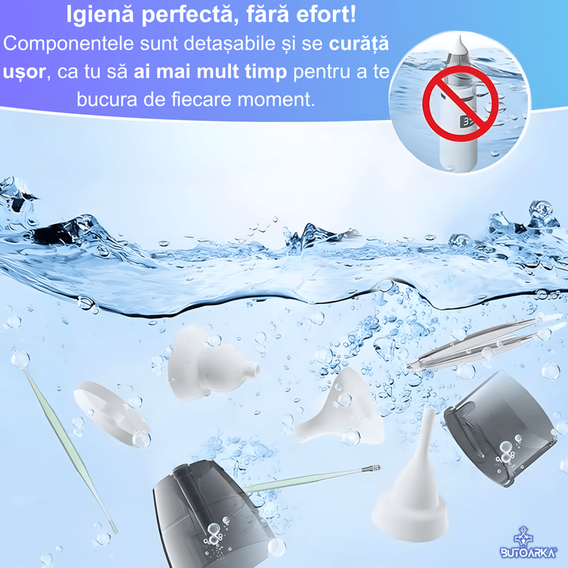 Jucarii, Copii si Bebe - Igiena si ingrijire - Accesorii ingrijire copii - Aspiratoare nazale si accesorii - Aspirator nazal electric bebelusi si copii, nas si urechi, 5 trepte aspirare, Sistem anti-reflux, 3 capete de silicon - Infinity.ro