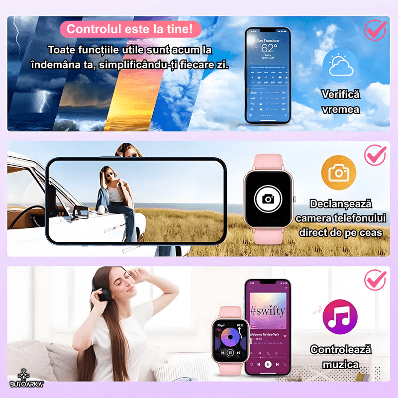 Laptop, Telefoane si Tablete - Wearables si gadgeturi - Wearables - Smartwatch-uri - Ceas SmartWatch Ultra Fit, Display HD, Rezistent Apa IP67, Notificari, Monitorizare Ritm Cardiac, Tensiune, Oxigen, Somn - Infinity.ro