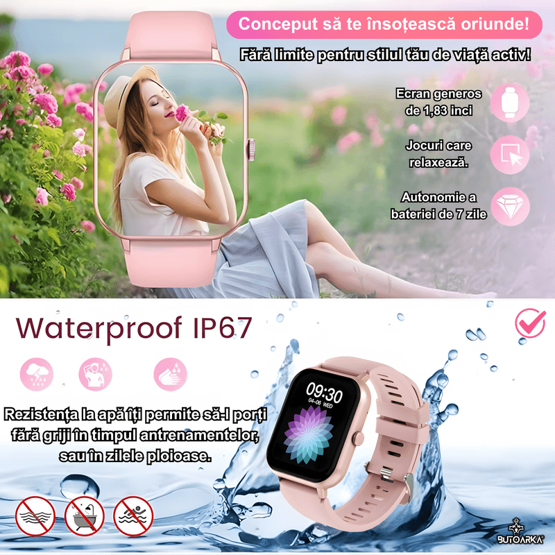 Laptop, Telefoane si Tablete - Wearables si gadgeturi - Wearables - Smartwatch-uri - Ceas SmartWatch Ultra Fit, Display HD, Rezistent Apa IP67, Notificari, Monitorizare Ritm Cardiac, Tensiune, Oxigen, Somn - Infinity.ro
