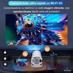 TV, Audio-Video si Foto - Videoproiectoare si accesorii - Videoproiectoare - Videoproiector Smart LED, UltraHD, suport 4K, Android 11, Wi-Fi6, Proiectie Ajustabila, Autofocus, Mirroring Android/IOS - Infinity.ro