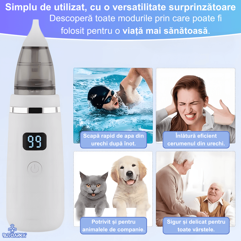 Jucarii, Copii si Bebe - Igiena si ingrijire - Accesorii ingrijire copii - Aspiratoare nazale si accesorii - Aspirator nazal electric bebelusi si copii, nas si urechi, 5 trepte aspirare, Sistem anti-reflux, 3 capete de silicon - Infinity.ro