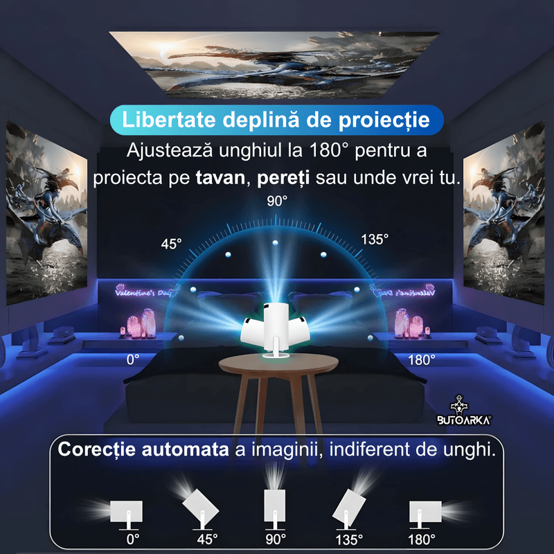 TV, Audio-Video si Foto - Videoproiectoare si accesorii - Videoproiectoare - Videoproiector Smart LED, UltraHD, suport 4K, Android 11, Wi-Fi6, Proiectie Ajustabila, Autofocus, Mirroring Android/IOS - Infinity.ro