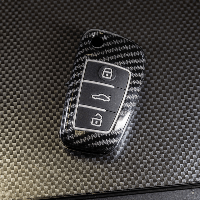 Auto si Moto - Electronice auto - Accesorii electronice auto - Husa protectie premium cheie Audi tip briceag compatibila A1, A3, A4, A6, A8, Q3, Q5, Q7, TT, Allroad, aspect carbon - Infinity.ro