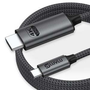 Cablu USB C la HDMI LUVLU®, 4k@60Hz, 18Gbps, 3D, HDR, HDCP, dublu impletit, compatibil iPhone 16 Pro Max, Pad Pro, 2m