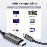 Laptop, Telefoane si Tablete - Telefoane mobile si accesorii - Accesorii Telefoane - Cabluri si adaptoare telefoane - Cablu USB C la HDMI LUVLU®, 4k@60Hz, 18Gbps, 3D, HDR, HDCP, dublu impletit, compatibil iPhone 16 Pro Max, Pad Pro, 2m - Infinity.ro