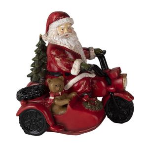 Decoratiune Craciun model Mos Craciun pe motocicleta, 19 cm, multicolor