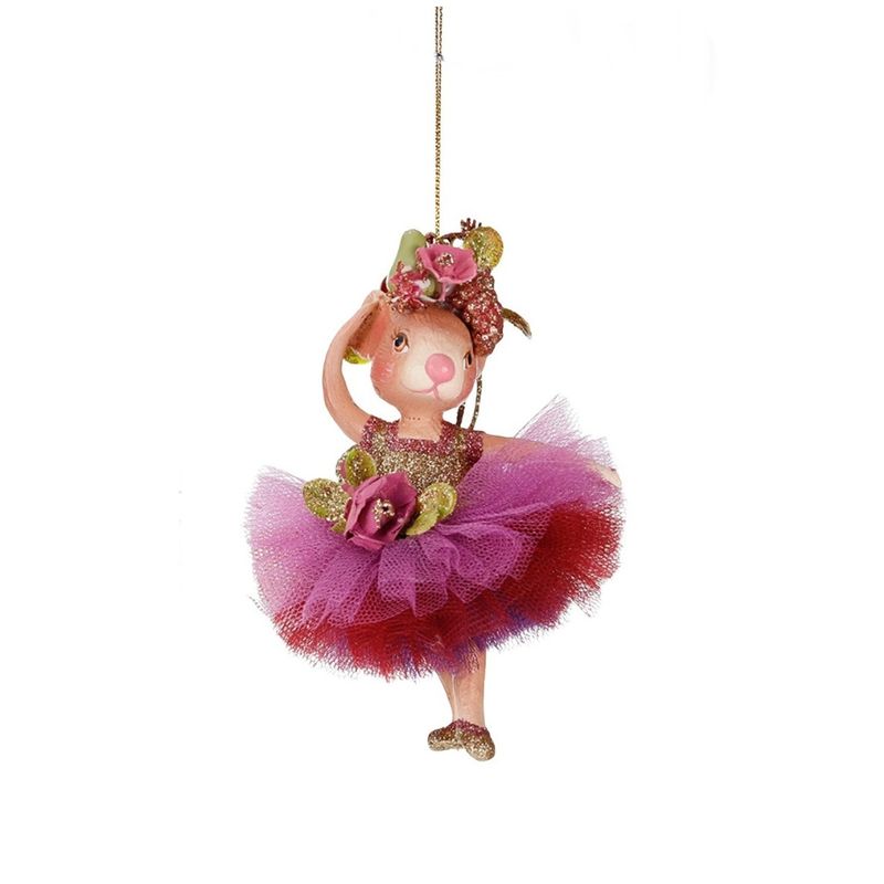 Casa si Gradina - Decoratiuni - Decoratiuni de sezon - Ornament brad Soricica balerina cu fusta tul, 13 cm, roz - Infinity.ro