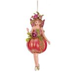 Casa si Gradina - Decoratiuni - Decoratiuni de sezon - Ornament brad Zana cu rochie in forma de rodie, 16 cm, roz - Infinity.ro