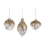 Casa si Gradina - Decoratiuni - Decoratiuni de sezon - Set 3 globuri brad Craciun Crystal Plume, 8 cm, transparent - Infinity.ro