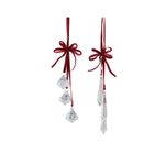 Casa si Gradina - Decoratiuni - Decoratiuni de sezon - Set 2 ornamente brad cu panglica din catifea, 5x18x2.5 cm, rosu - Infinity.ro