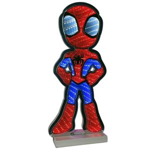 Decoratiune luminoasa Spiderman, Infinity Light, pentru interior, 60 cm, rosu