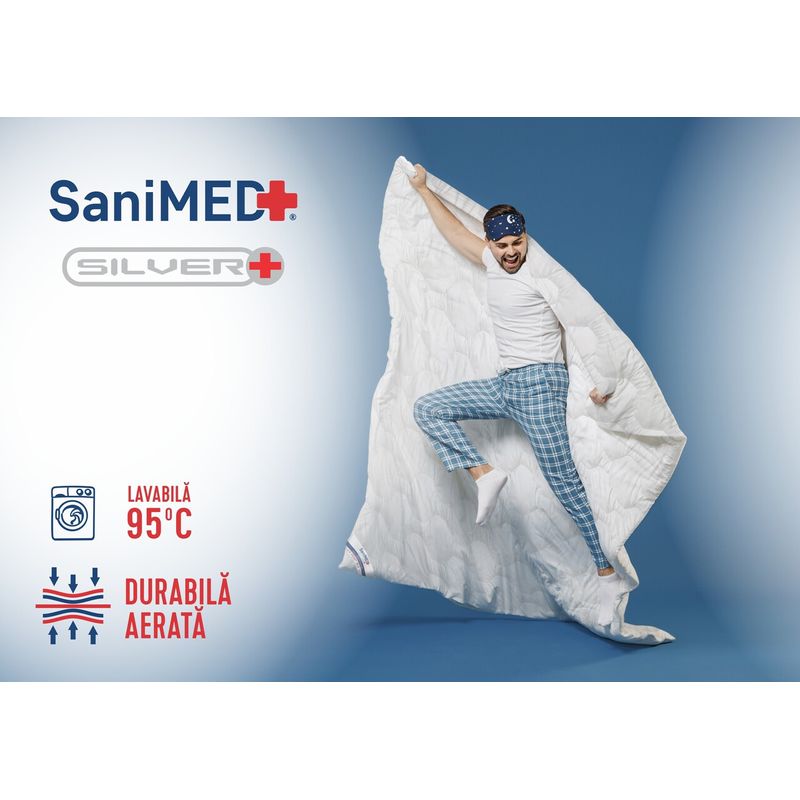 Casa si Gradina - Textile si covoare - Perne si pilote - Pilote - Pilota Alcam, SaniMed® 140x200 cm, microfibra matlasata hipoalergenica, 250g/mp umplutura cu tratament SILVERPLUS® - Infinity.ro