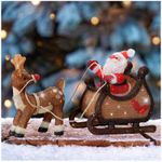 Casa si Gradina - Decoratiuni - Decoratiuni de sezon - Decoratiune Craciun model Sanie cu ren si Mos Craciun pentru exterior, 90 LED-uri, 82.5x33x47 cm, maro - Infinity.ro