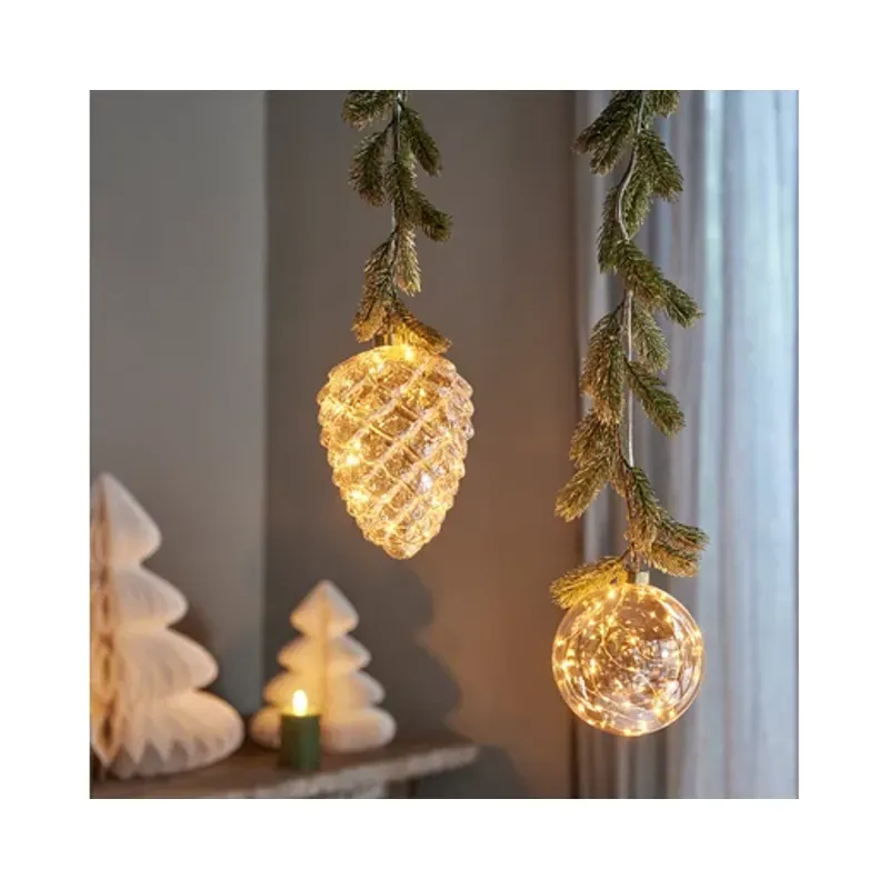 Casa si Gradina - Decoratiuni - Decoratiuni de sezon - Glob decorativ cu 40 microled, diametru 20 cm, lumina alb cald, sticla, verde - Infinity.ro