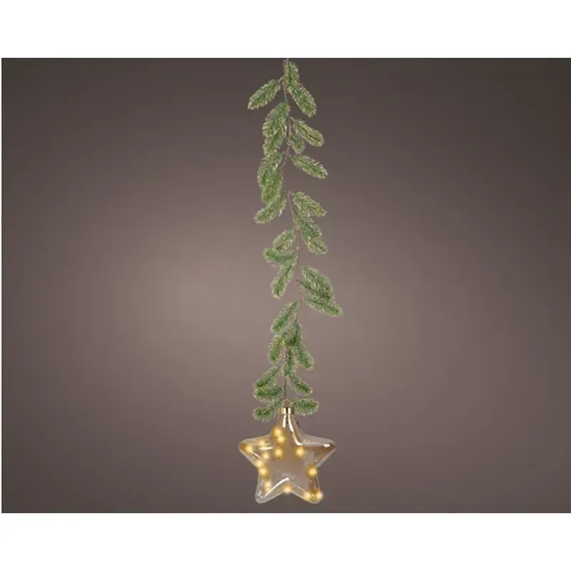 Casa si Gradina - Decoratiuni - Decoratiuni de sezon - Glob decorativ model stea cu 15 microled, diametru 20 cm, lumina alb cald, sticla, verde - Infinity.ro