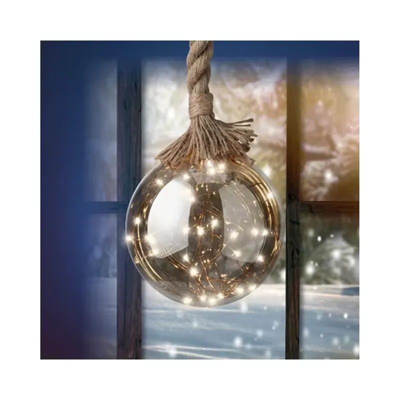 Casa si Gradina - Decoratiuni - Decoratiuni de sezon - Glob decorativ Lumineo cu 40 microled, diametru 20 cm, lumina alb cald, sticla - Infinity.ro