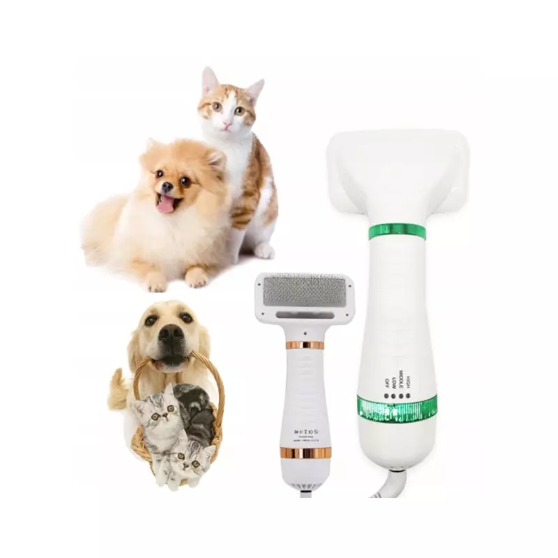 Petshop - Ingrijire si Igiena - Aparate de ingrijire - Perie electrica cu uscator pentru animale de companie, Gonga® Alb - Infinity.ro