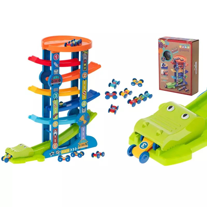 Jucarii, Copii si Bebe - Jucarii si jocuri - Vehicule si jucarii cu telecomanda - Masinute - Pista pentru masinute pe 7 nivele, multicolor,Gonga® Multicolor - Infinity.ro