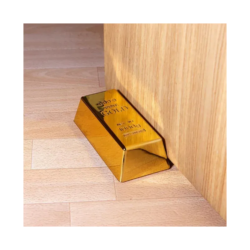 Casa si Gradina - Decoratiuni - Obiecte decorative - Accesorii decorative - Opritor de usa in forma de lingou de aur, 1000 g, Gonga® Auriu - Infinity.ro