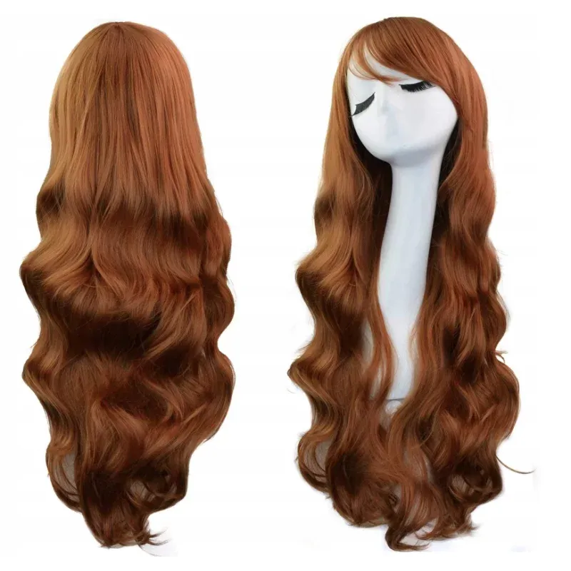 Casa si Gradina - Decoratiuni - Decoratiuni petrecere - Masti si costume carnaval - Peruca Par Lung Ondulat, Castaniu, 70cm, Gonga® Maro - Infinity.ro