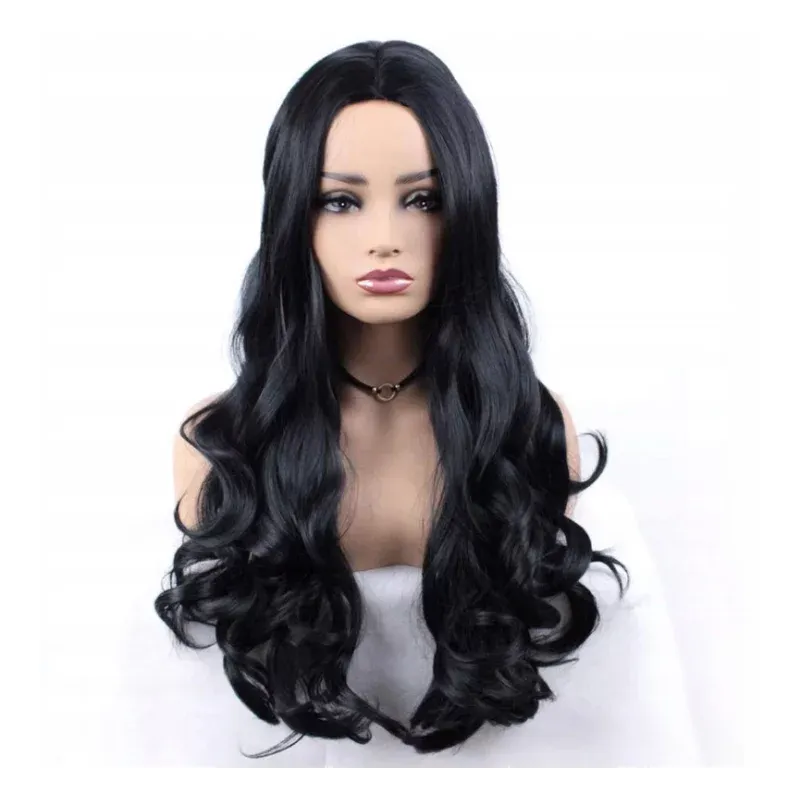 Casa si Gradina - Decoratiuni - Decoratiuni petrecere - Masti si costume carnaval - Peruca Par Lung, Brunet, 70cm, Gonga® Negru - Infinity.ro