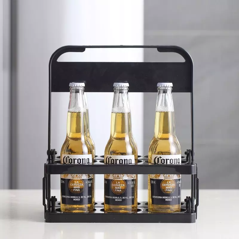 Casa si Gradina - Decoratiuni - Decoratiuni petrecere - Accesorii pentru petrecere - Suport din plastic pentru transportul sticlelor, Gonga® Negru - Infinity.ro