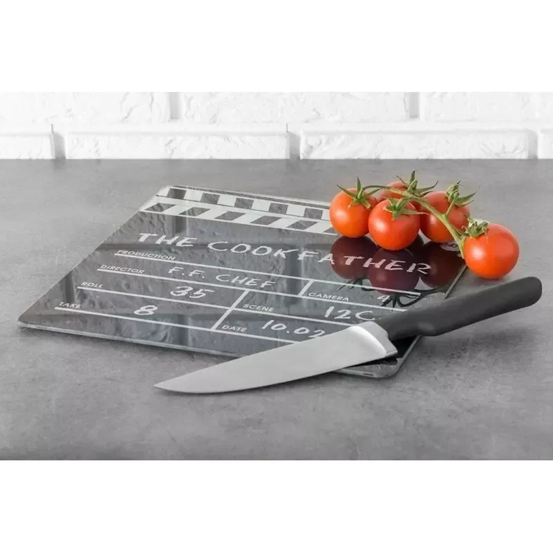Casa si Gradina - Bucatarie si vesela - Ustensile bucatarie - Tocatoare de bucatarie - Tocator legume, din sticla, model clapeta pentru film, Gonga® Negru - Infinity.ro