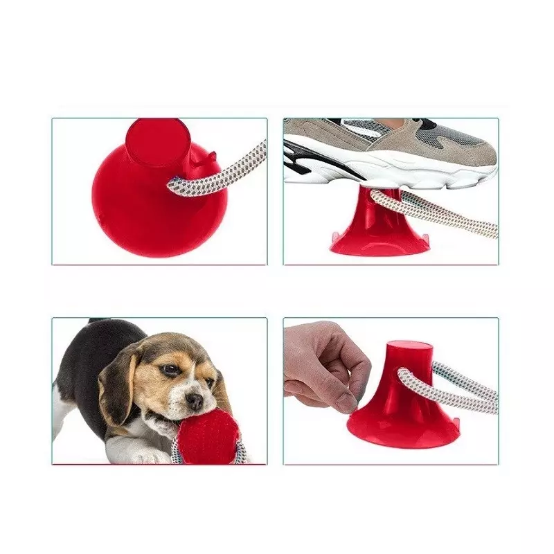 Petshop - Accesorii petshop - Jucarii animale - Jucarii interactive animale - Jucarie interactiva cu ventuza pentru catei, Gonga® Rosu - Infinity.ro