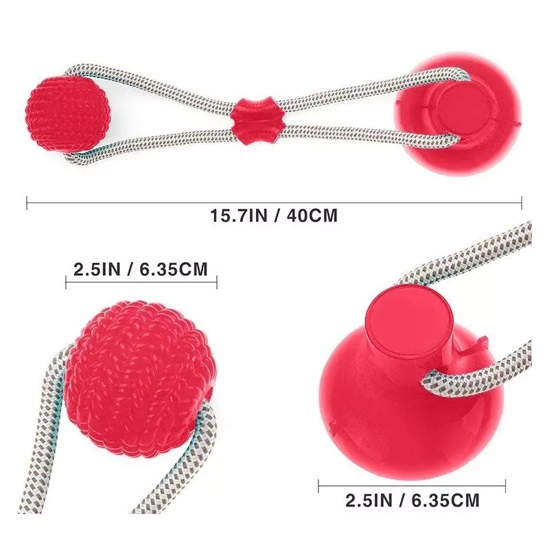 Petshop - Accesorii petshop - Jucarii animale - Jucarii interactive animale - Jucarie interactiva cu ventuza pentru catei, Gonga® Rosu - Infinity.ro