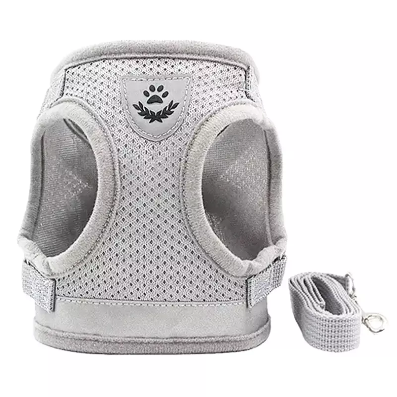 Petshop - Accesorii petshop - Zgarzi, lese si hamuri - Hamuri - Ham cu lesa de 1,2 m pentru caini si pisici, marime S, Gonga® Gri - Infinity.ro