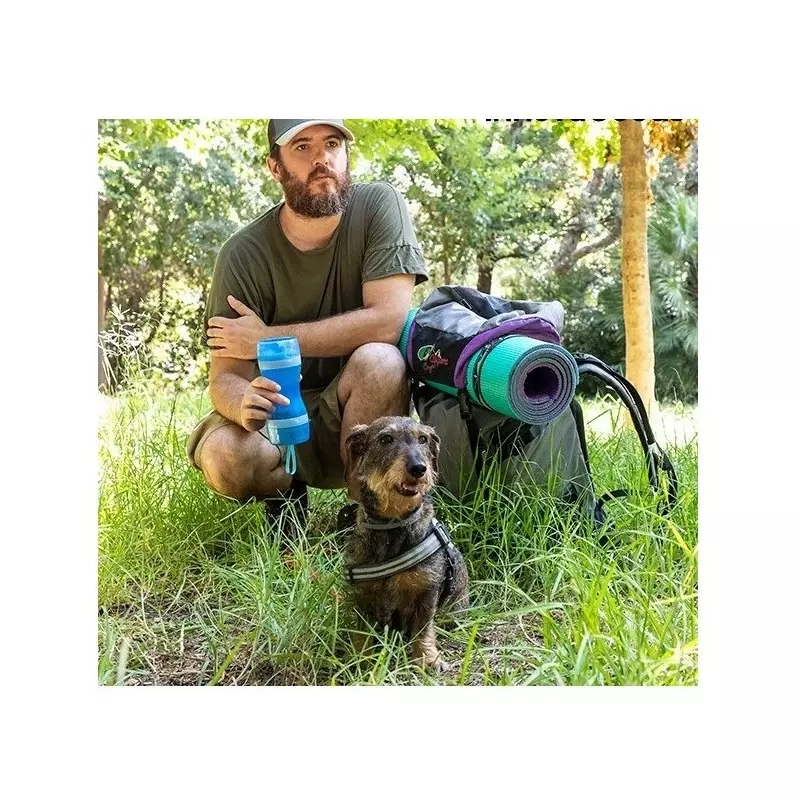 Petshop - Accesorii petshop - Castroane si adapatori - Sticla portabila pentru hrana si apa, 300 ml, Gonga® Albastru - Infinity.ro