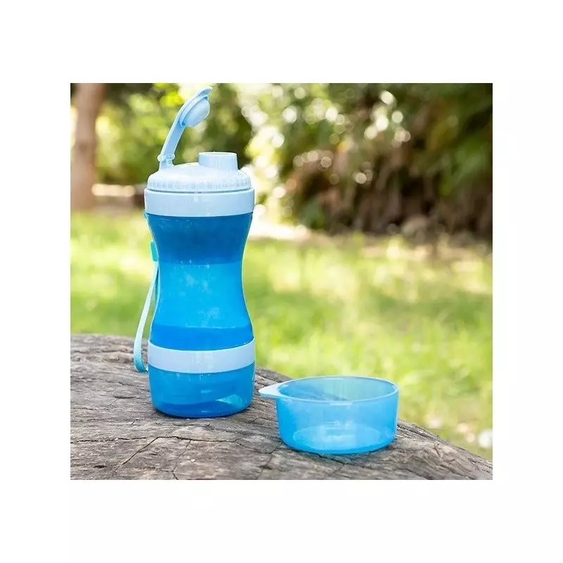 Petshop - Accesorii petshop - Castroane si adapatori - Sticla portabila pentru hrana si apa, 300 ml, Gonga® Albastru - Infinity.ro