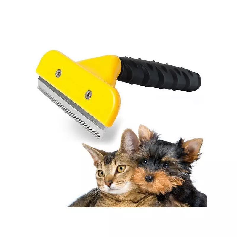 Petshop - Ingrijire si Igiena - Aparate de ingrijire - Alte aparate ingrijire animale - Perie pentru caini si pisici, 10 cm, Gonga® Galben/Negru - Infinity.ro